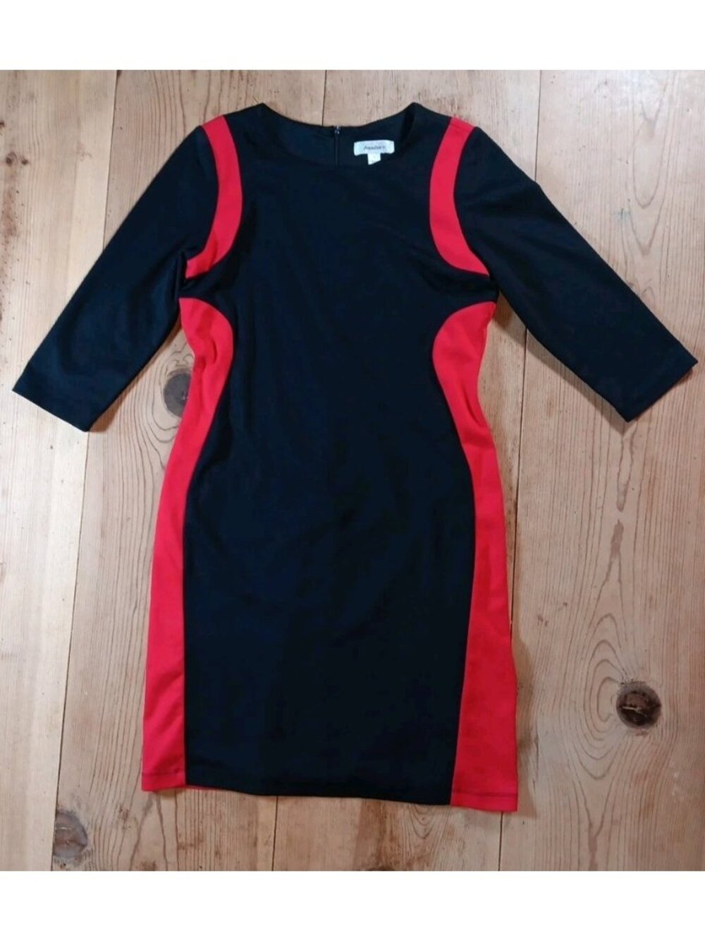 Vtg Dressbarn Womens 6 Colorblock Knit Mini Dress 3/4 Sleeve Office Bodycon